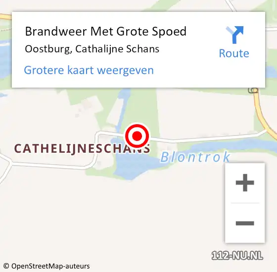 Locatie op kaart van de 112 melding: Brandweer Met Grote Spoed Naar Oostburg, Cathalijne Schans op 29 juni 2017 16:42