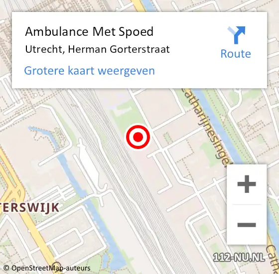 Locatie op kaart van de 112 melding: Ambulance Met Spoed Naar Utrecht, Herman Gorterstraat op 29 juni 2017 16:45