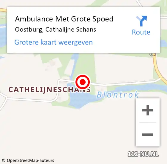 Locatie op kaart van de 112 melding: Ambulance Met Grote Spoed Naar Oostburg, Cathalijne Schans op 29 juni 2017 16:57