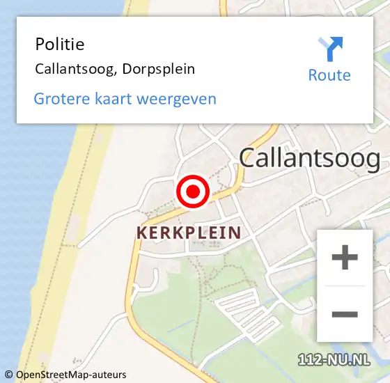 Locatie op kaart van de 112 melding: Politie Callantsoog, Dorpsplein op 29 juni 2017 16:58