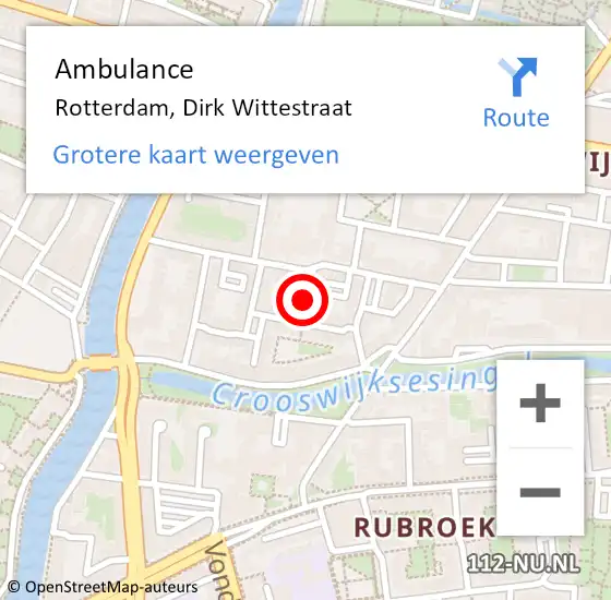 Locatie op kaart van de 112 melding: Ambulance Rotterdam, Dirk Wittestraat op 29 juni 2017 17:24