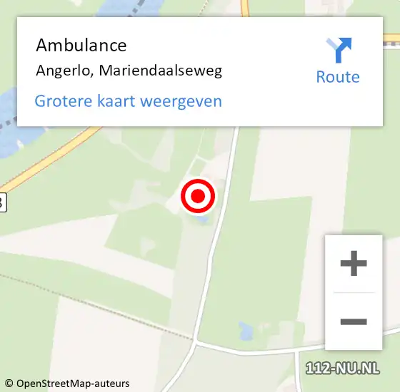 Locatie op kaart van de 112 melding: Ambulance Angerlo, Mariendaalseweg op 29 juni 2017 17:29