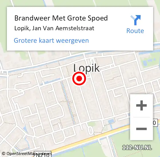 Locatie op kaart van de 112 melding: Brandweer Met Grote Spoed Naar Lopik, Jan Van Aemstelstraat op 29 juni 2017 17:59