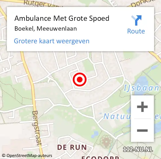 Locatie op kaart van de 112 melding: Ambulance Met Grote Spoed Naar Boekel, Meeuwenlaan op 29 juni 2017 19:29