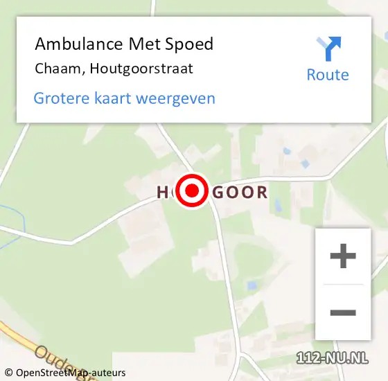 Locatie op kaart van de 112 melding: Ambulance Met Spoed Naar Chaam, Houtgoorstraat op 29 juni 2017 20:12