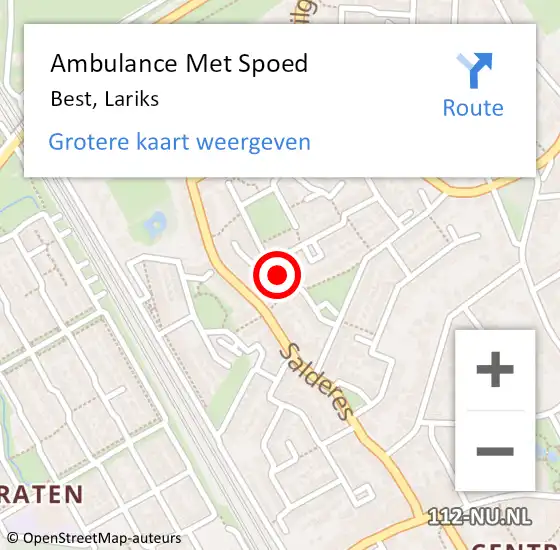 Locatie op kaart van de 112 melding: Ambulance Met Spoed Naar Best, Lariks op 29 juni 2017 20:29