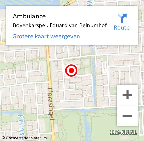 Locatie op kaart van de 112 melding: Ambulance Bovenkarspel, Eduard van Beinumhof op 29 juni 2017 21:24