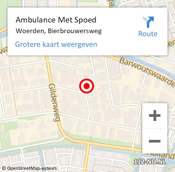 Locatie op kaart van de 112 melding: Ambulance Met Spoed Naar Woerden, Bierbrouwersweg op 29 juni 2017 21:25