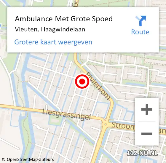 Locatie op kaart van de 112 melding: Ambulance Met Grote Spoed Naar Vleuten, Haagwindelaan op 29 juni 2017 22:02