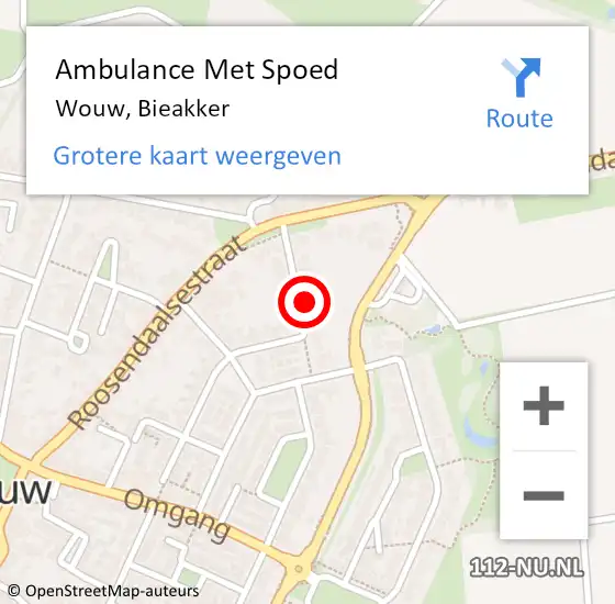 Locatie op kaart van de 112 melding: Ambulance Met Spoed Naar Wouw, Bieakker op 29 juni 2017 23:28