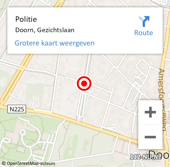 Locatie op kaart van de 112 melding: Politie Doorn, Gezichtslaan op 29 juni 2017 23:44