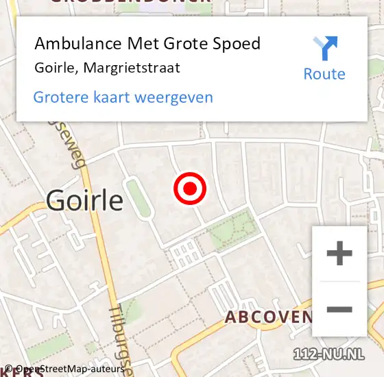 Locatie op kaart van de 112 melding: Ambulance Met Grote Spoed Naar Goirle, Margrietstraat op 30 juni 2017 00:18