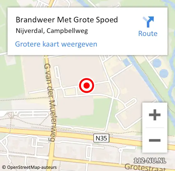 Locatie op kaart van de 112 melding: Brandweer Met Grote Spoed Naar Nijverdal, Campbellweg op 30 juni 2017 00:22