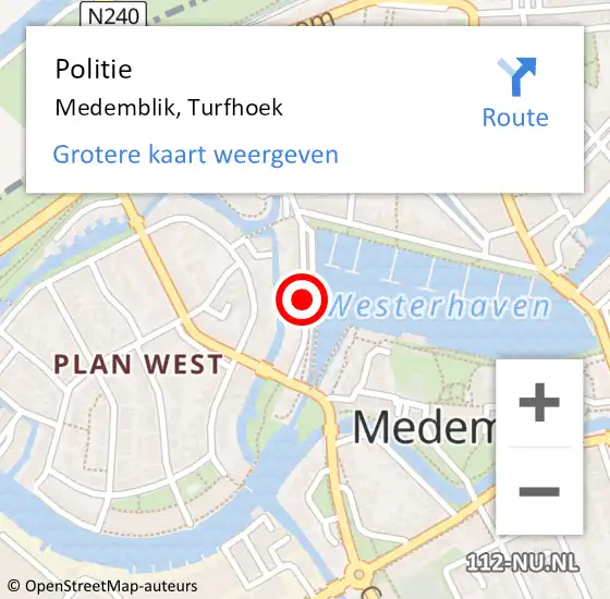 Locatie op kaart van de 112 melding: Politie Medemblik, Turfhoek op 30 juni 2017 00:55