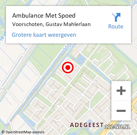 Locatie op kaart van de 112 melding: Ambulance Met Spoed Naar Voorschoten, Gustav Mahlerlaan op 30 juni 2017 01:13