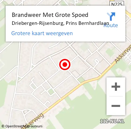 Locatie op kaart van de 112 melding: Brandweer Met Grote Spoed Naar Driebergen-Rijsenburg, Prins Bernhardlaan op 30 juni 2017 01:52