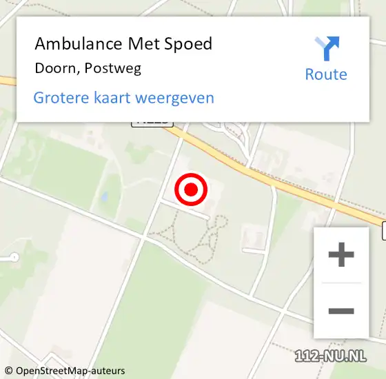 Locatie op kaart van de 112 melding: Ambulance Met Spoed Naar Doorn, Postweg op 30 juni 2017 02:06