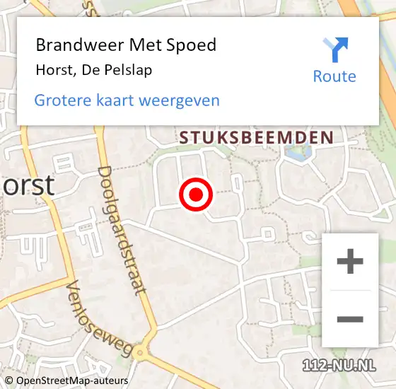 Locatie op kaart van de 112 melding: Brandweer Met Spoed Naar Horst, De Pelslap op 30 juni 2017 02:45