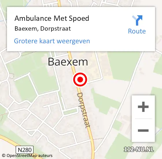 Locatie op kaart van de 112 melding: Ambulance Met Spoed Naar Baexem, Dorpstraat op 30 juni 2017 04:31