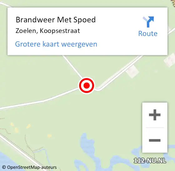 Locatie op kaart van de 112 melding: Brandweer Met Spoed Naar Zoelen, Koopsestraat op 30 juni 2017 05:51