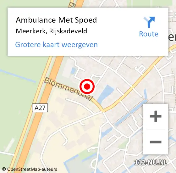 Locatie op kaart van de 112 melding: Ambulance Met Spoed Naar Meerkerk, Rijskadeveld op 30 juni 2017 06:09