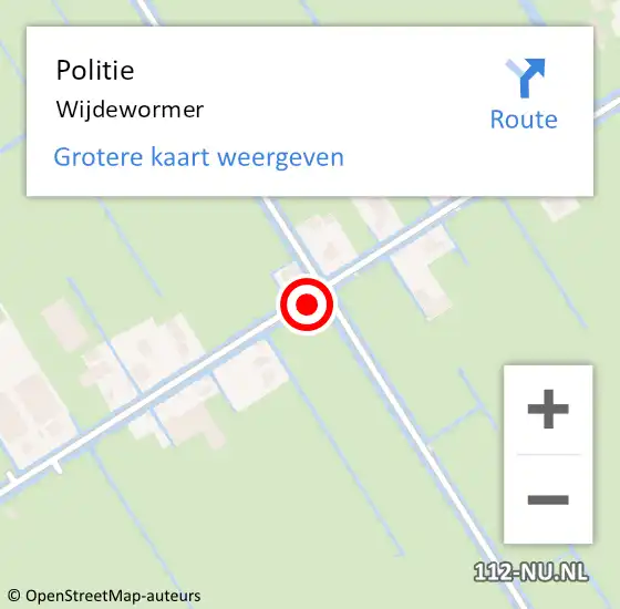 Locatie op kaart van de 112 melding: Politie Wijdewormer op 30 juni 2017 07:59