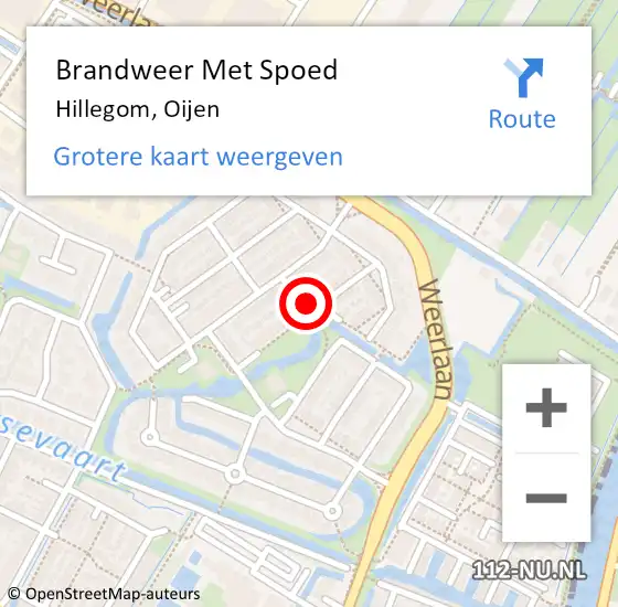 Locatie op kaart van de 112 melding: Brandweer Met Spoed Naar Hillegom, Oijen op 30 juni 2017 08:34