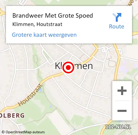 Locatie op kaart van de 112 melding: Brandweer Met Grote Spoed Naar Klimmen, Houtstraat op 30 juni 2017 08:45