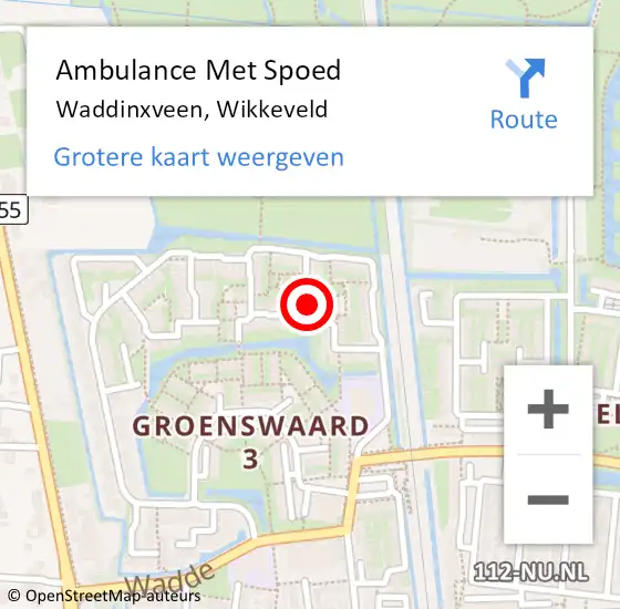 Locatie op kaart van de 112 melding: Ambulance Met Spoed Naar Waddinxveen, Wikkeveld op 30 juni 2017 09:23