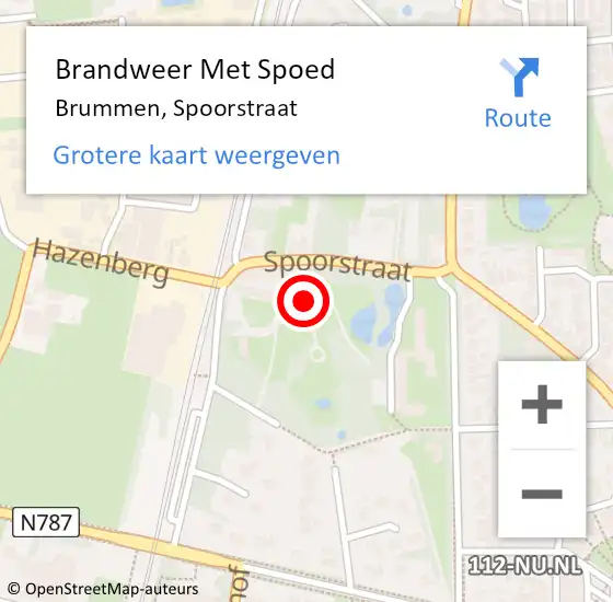 Locatie op kaart van de 112 melding: Brandweer Met Spoed Naar Brummen, Spoorstraat op 30 juni 2017 10:08