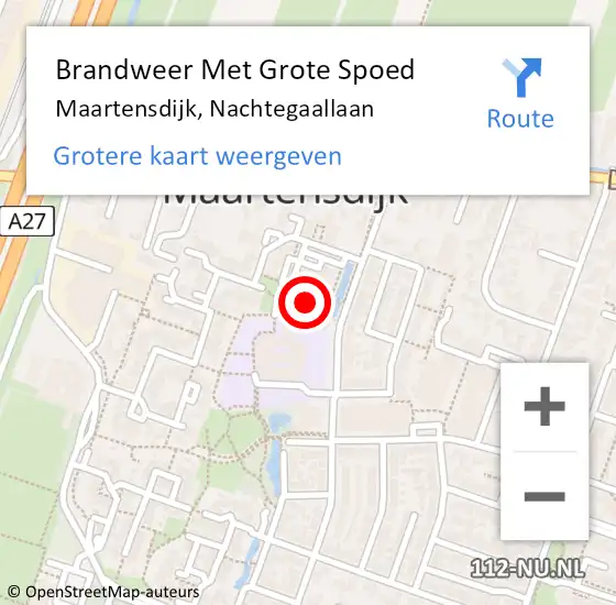 Locatie op kaart van de 112 melding: Brandweer Met Grote Spoed Naar Maartensdijk, Nachtegaallaan op 30 juni 2017 10:57