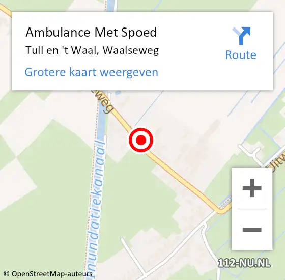 Locatie op kaart van de 112 melding: Ambulance Met Spoed Naar Tull en 't Waal, Waalseweg op 25 januari 2014 14:11