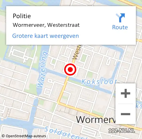 Locatie op kaart van de 112 melding: Politie Wormerveer, Westerstraat op 30 juni 2017 12:43