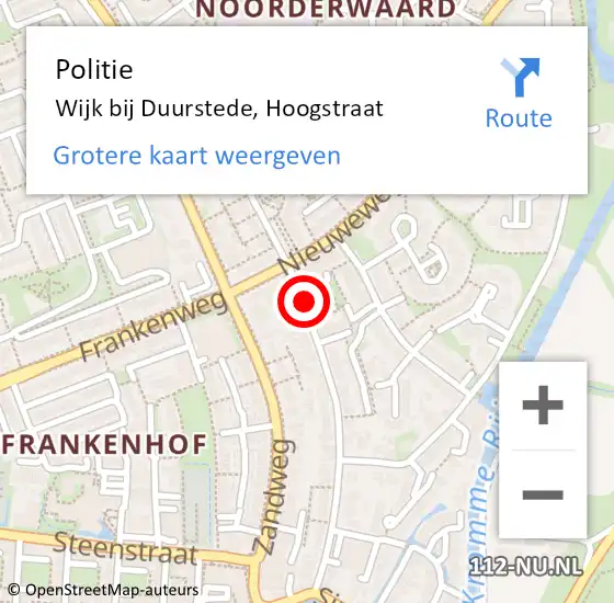 Locatie op kaart van de 112 melding: Politie Wijk bij Duurstede, Hoogstraat op 30 juni 2017 12:50