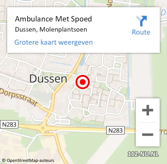 Locatie op kaart van de 112 melding: Ambulance Met Spoed Naar Dussen, Molenplantsoen op 30 juni 2017 12:58