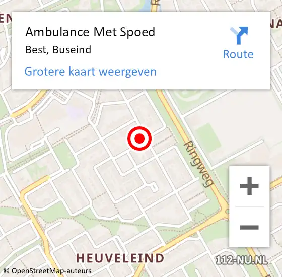 Locatie op kaart van de 112 melding: Ambulance Met Spoed Naar Best, Buseind op 30 juni 2017 12:58