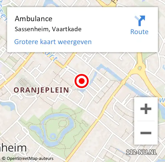 Locatie op kaart van de 112 melding: Ambulance Sassenheim, Vaartkade op 30 juni 2017 13:03