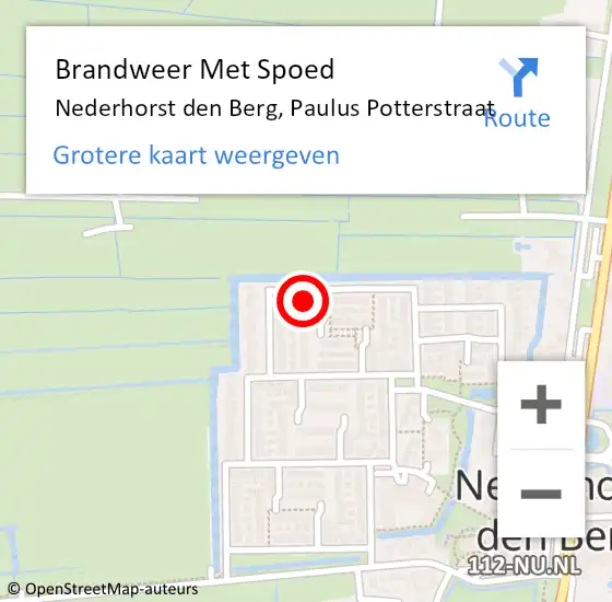 Locatie op kaart van de 112 melding: Brandweer Met Spoed Naar Nederhorst den Berg, Paulus Potterstraat op 30 juni 2017 13:19