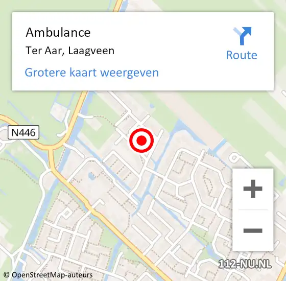 Locatie op kaart van de 112 melding: Ambulance Ter Aar, Laagveen op 30 juni 2017 13:19