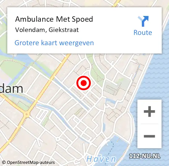 Locatie op kaart van de 112 melding: Ambulance Met Spoed Naar Volendam, Giekstraat op 30 juni 2017 13:36