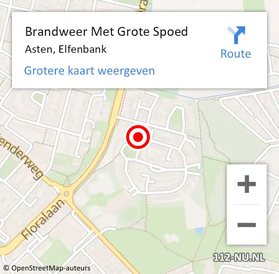 Locatie op kaart van de 112 melding: Brandweer Met Grote Spoed Naar Asten, Elfenbank op 30 juni 2017 14:12