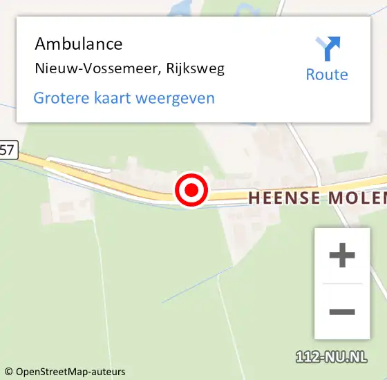 Locatie op kaart van de 112 melding: Ambulance Nieuw-Vossemeer, Rijksweg op 30 juni 2017 14:27