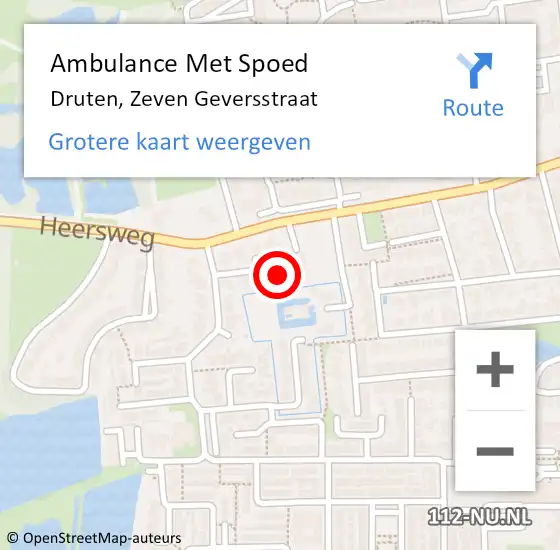 Locatie op kaart van de 112 melding: Ambulance Met Spoed Naar Druten, Zeven Geversstraat op 30 juni 2017 15:59