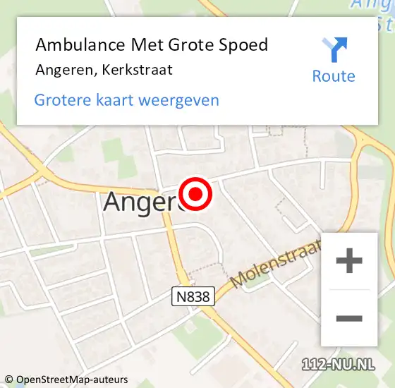 Locatie op kaart van de 112 melding: Ambulance Met Grote Spoed Naar Angeren, Kerkstraat op 30 juni 2017 16:29