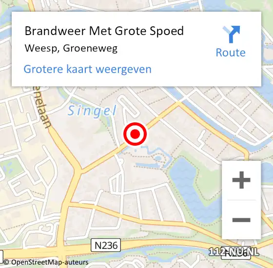 Locatie op kaart van de 112 melding: Brandweer Met Grote Spoed Naar Weesp, Groeneweg op 30 juni 2017 16:38