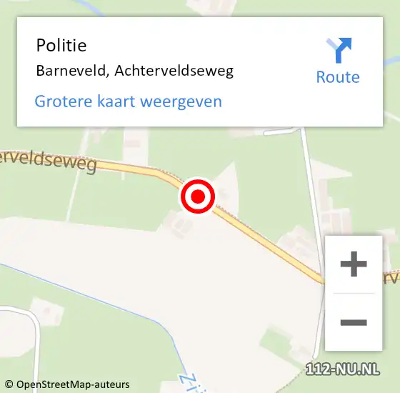 Locatie op kaart van de 112 melding: Politie Barneveld, Achterveldseweg op 30 juni 2017 16:54