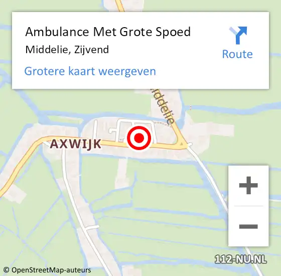 Locatie op kaart van de 112 melding: Ambulance Met Grote Spoed Naar Middelie, Zijvend op 25 januari 2014 15:02