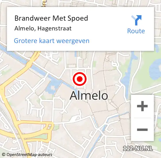 Locatie op kaart van de 112 melding: Brandweer Met Spoed Naar Almelo, Hagenstraat op 30 juni 2017 17:04