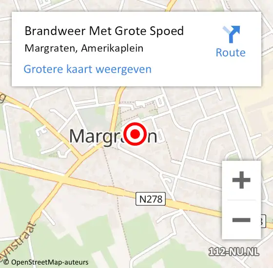 Locatie op kaart van de 112 melding: Brandweer Met Grote Spoed Naar Margraten, Amerikaplein op 30 juni 2017 18:10