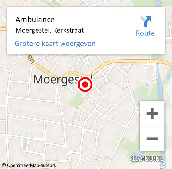 Locatie op kaart van de 112 melding: Ambulance Moergestel, Kerkstraat op 30 juni 2017 18:36